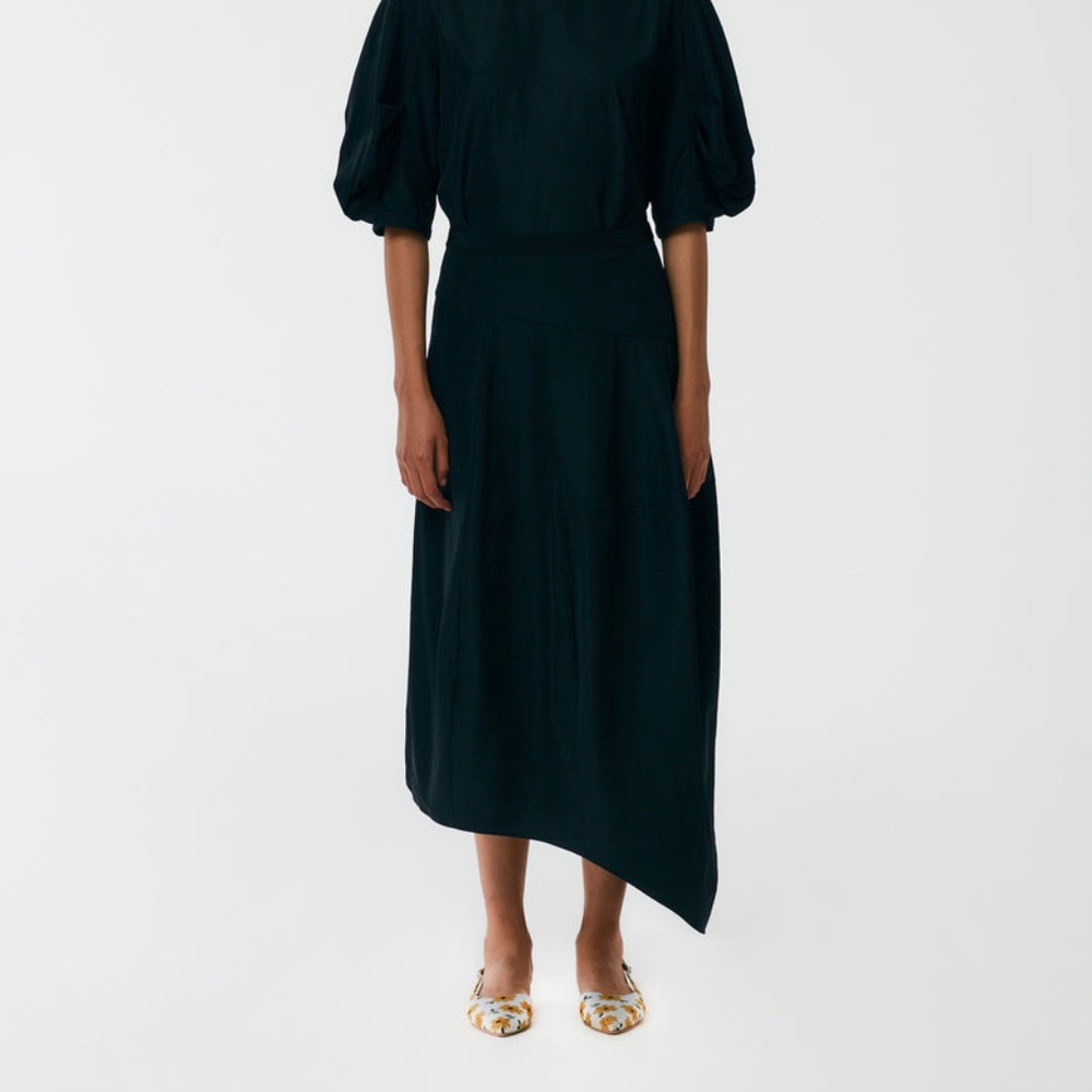 Tibi black italian sporty nylon balloon skirt size 0 PETITE